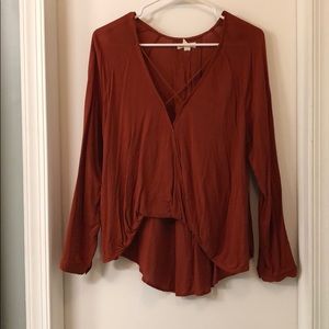 Rust Colored Silence + Noise Flowy Blouse